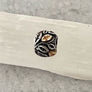 Pandora Tree of Life Charm Sterling Silver and 14k Gold Leaves Retired Charm